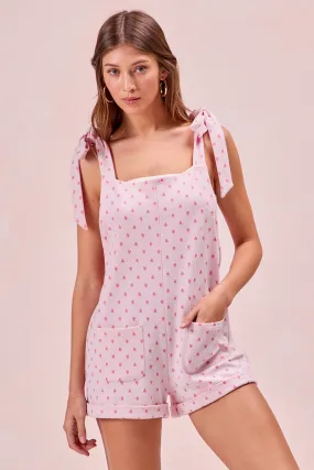 Compact Design IB1722S-01P | TEXTURED HEART KNIT SHOULDER TIED ROMPER