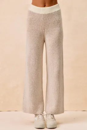 All Year IB1813S-02 | TWO TONE RIB TEXTURED KNIT PANTS