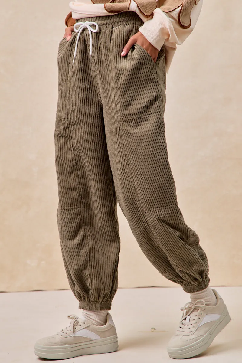 ReinforcedSeams IB1829G-04 | SOLID CORDUROY PANTS WITH DRAWSTRING