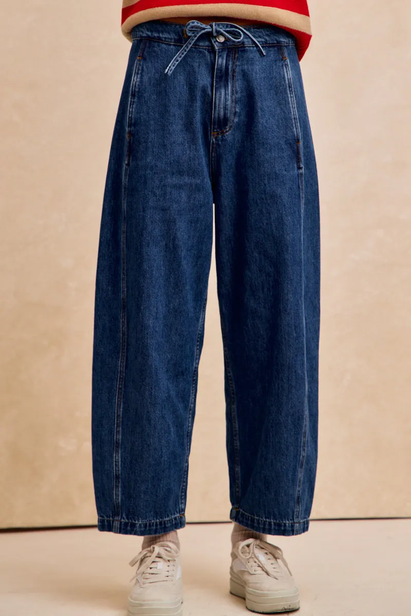 IB1861S-01 | HIGH WAISTED DRAWSTRING JEANS quick dry Plus-size option