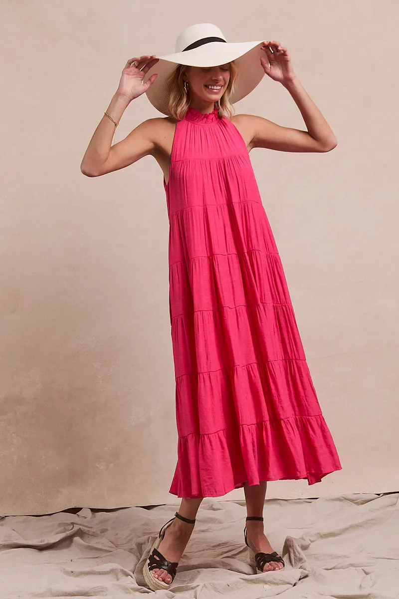 Ergonomic Tailoring ID1961-01 | SOLID WOVEN RUFFLED DETAIL DRESS