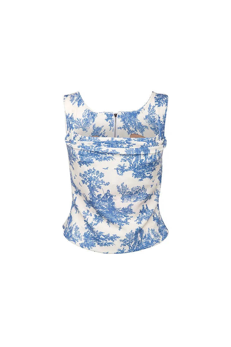 IMOGENE CORSET - BLUE TOILE Heather Effect Finish