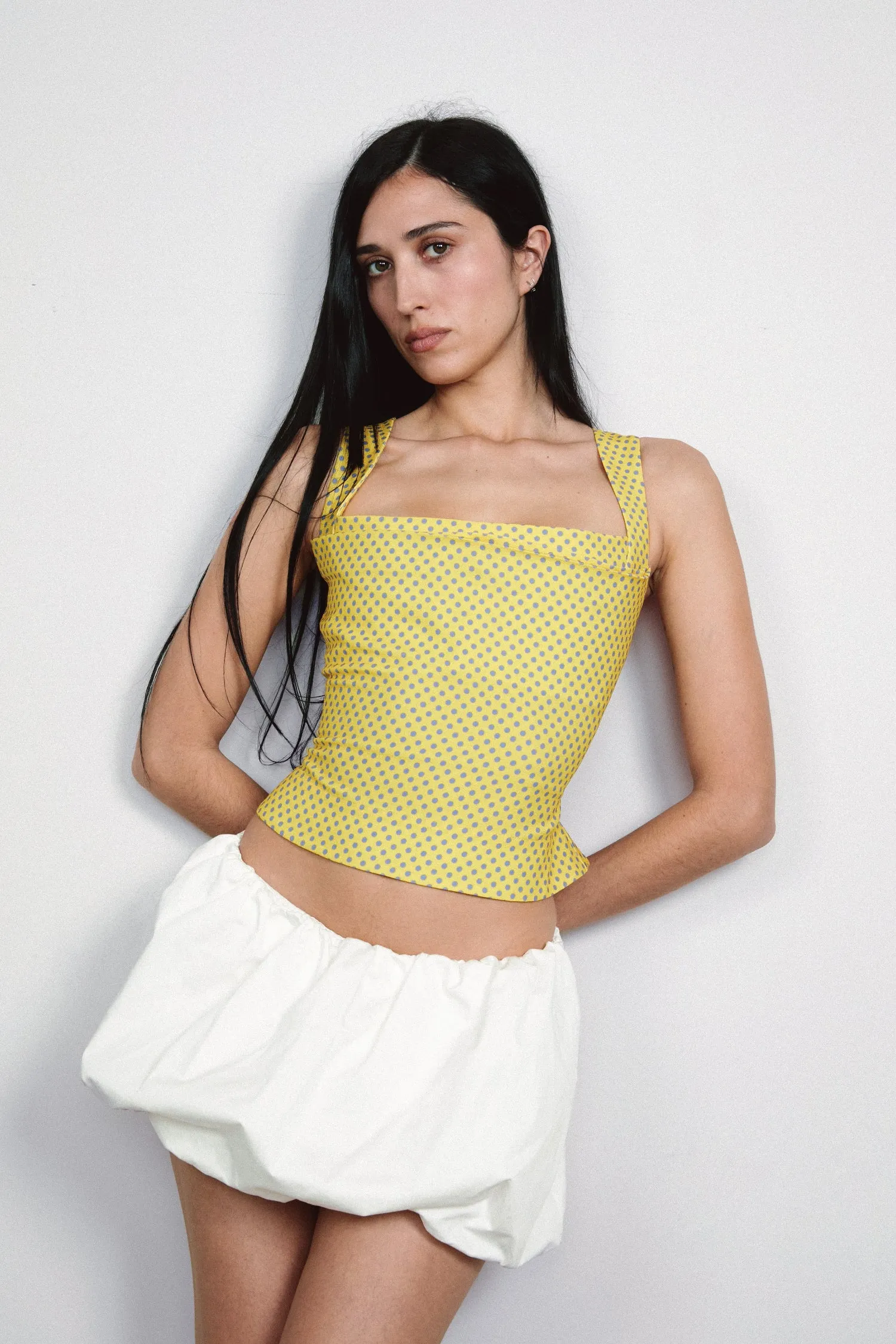 Breathable Mesh Back Antistatic IMOGENE CORSET - YELLOW POLKA DOT