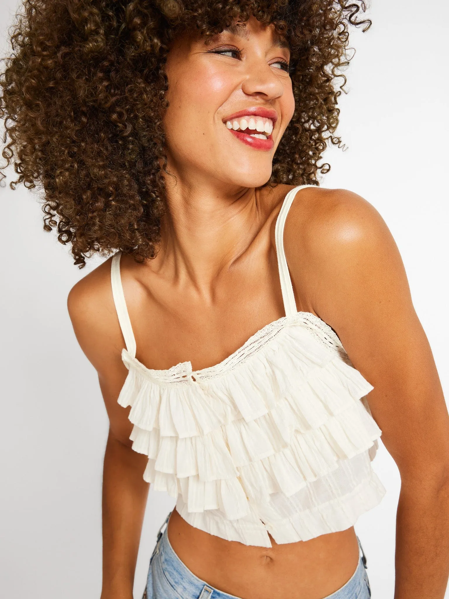 Tailored Placket Brushed Inner Layer Patti Top in Casablanca