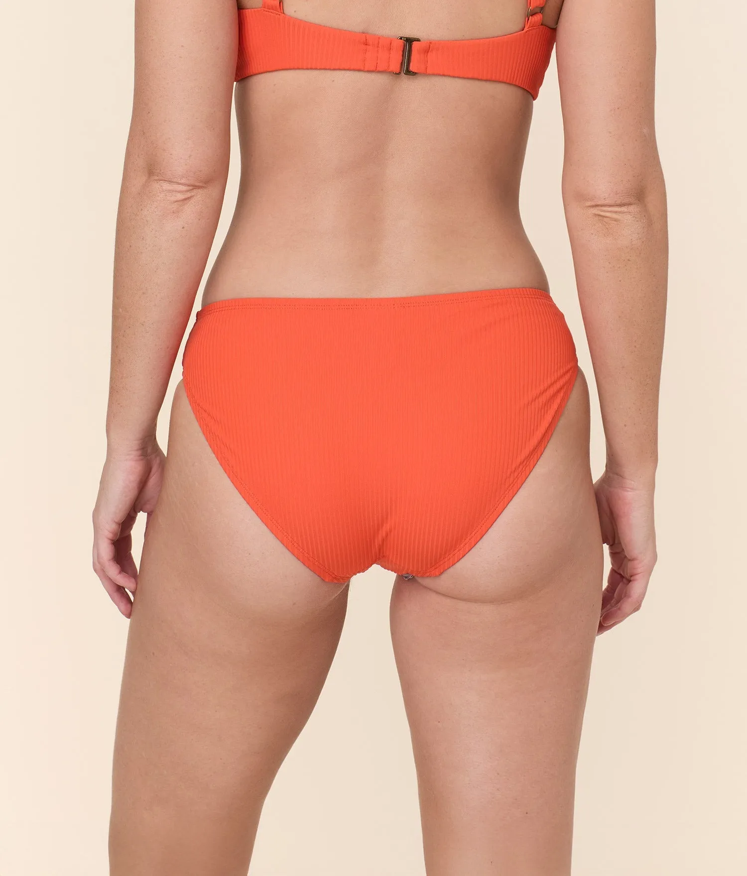 mesh ventilation Antibacterial Treatment Classic Bikini Bottom - Eco Ribbed - Vermillion