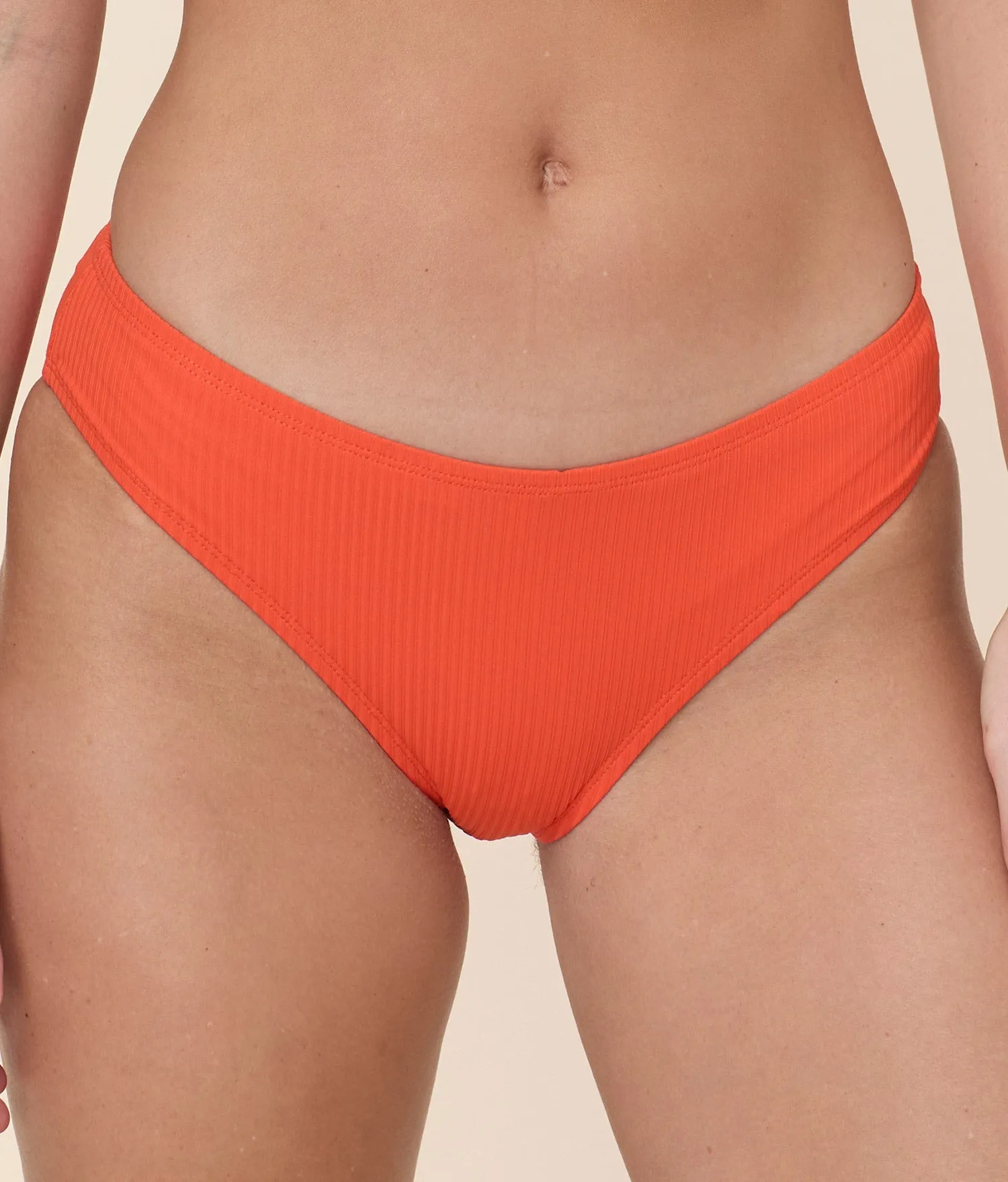 Classic Bikini Bottom - Eco Ribbed - Vermillion Full Coverage Fit