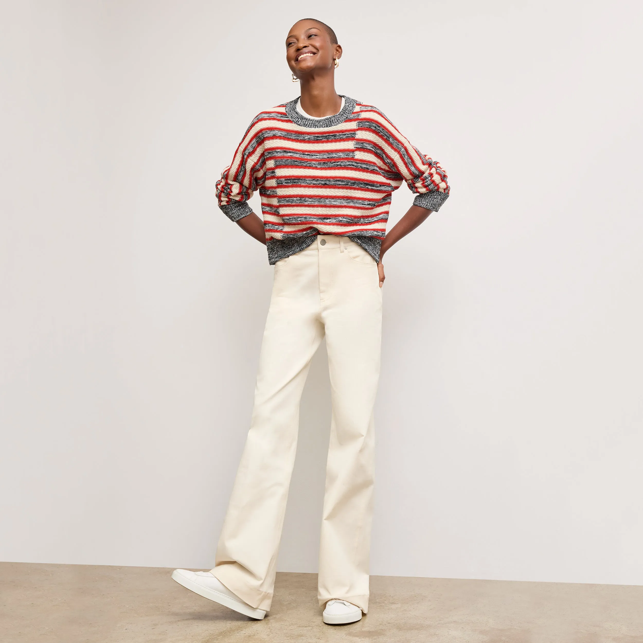 Leila Slouchy Sweater - Multi Knit :: Sunset Stripe Snag Proof Weave