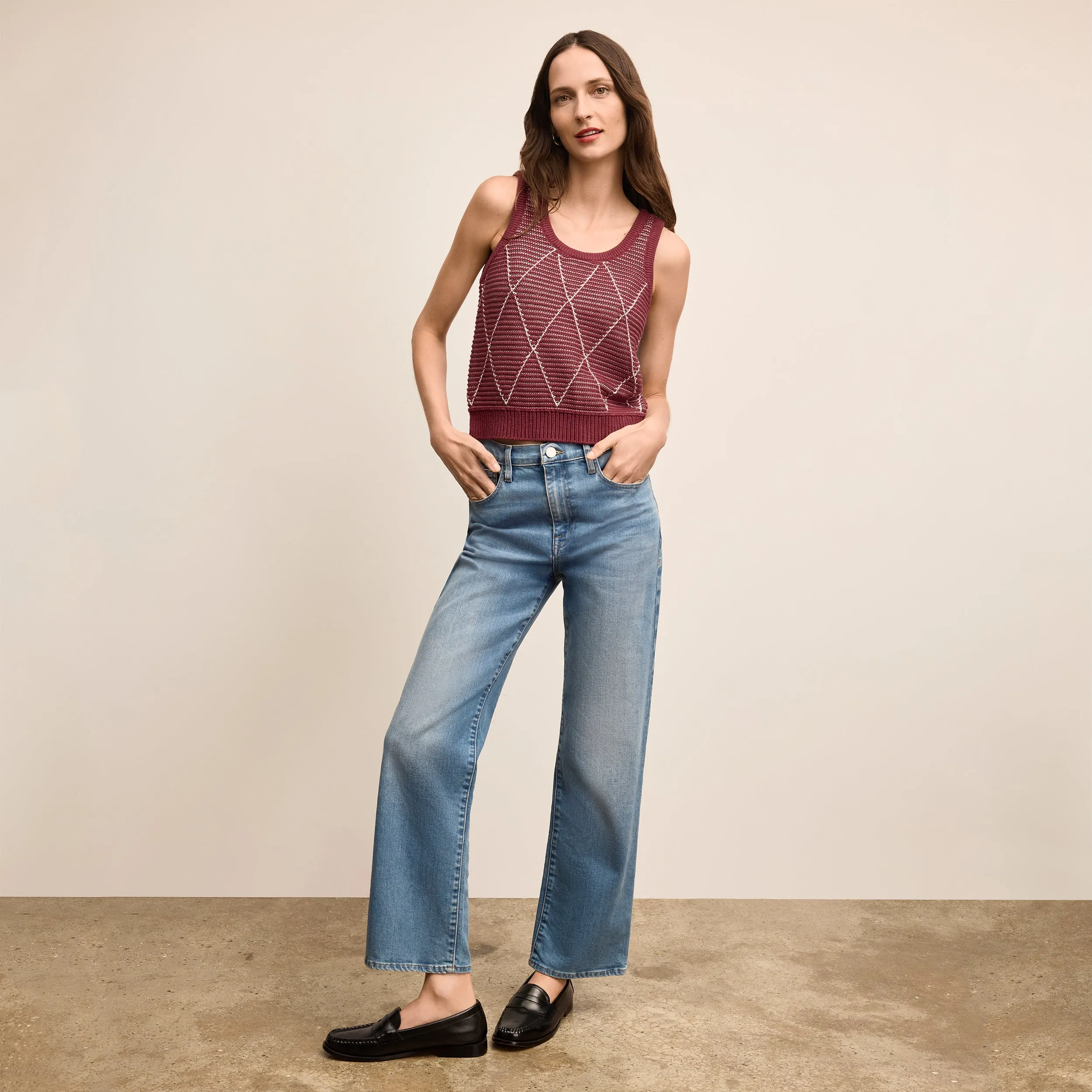 Outdoor Outfit Aiko Breeze Tank - Argyle Knit :: Red Umber