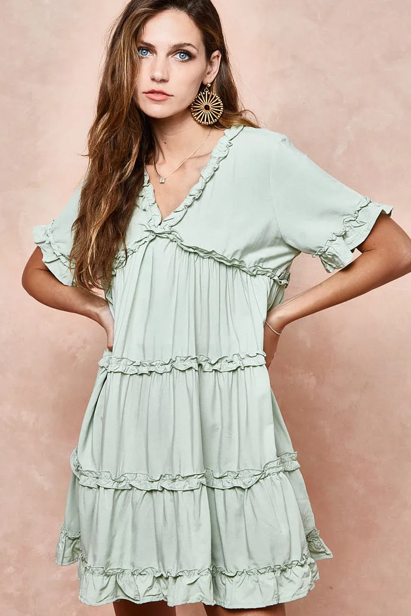 Cozy Street Style IP4173 | RUFFLED WOVEN DRESS