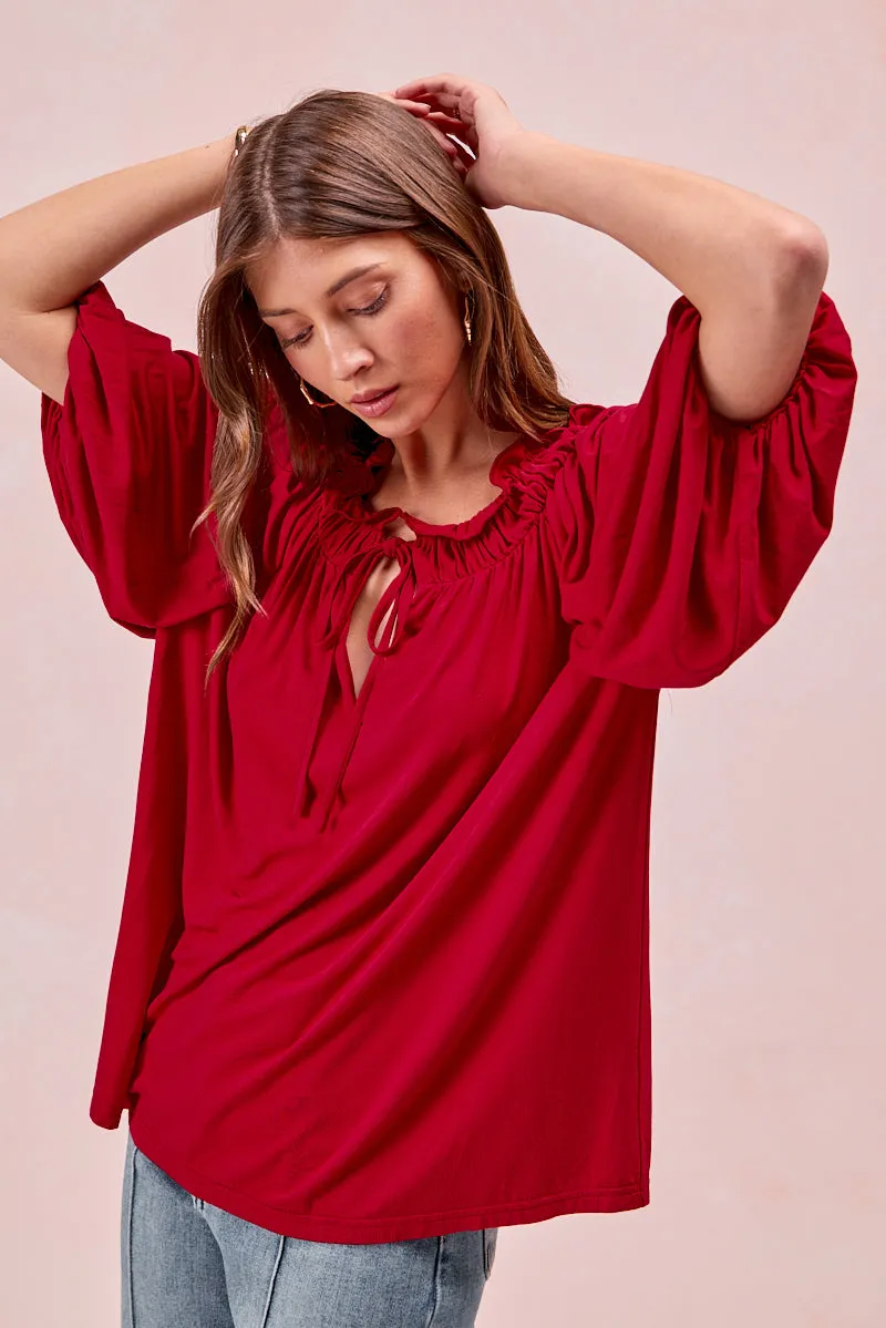 Bonded Seam Technology IP5653G-03 | MODAL TOUCH RAYON SPANDEX HALF BALLOON SLEEVES TOP