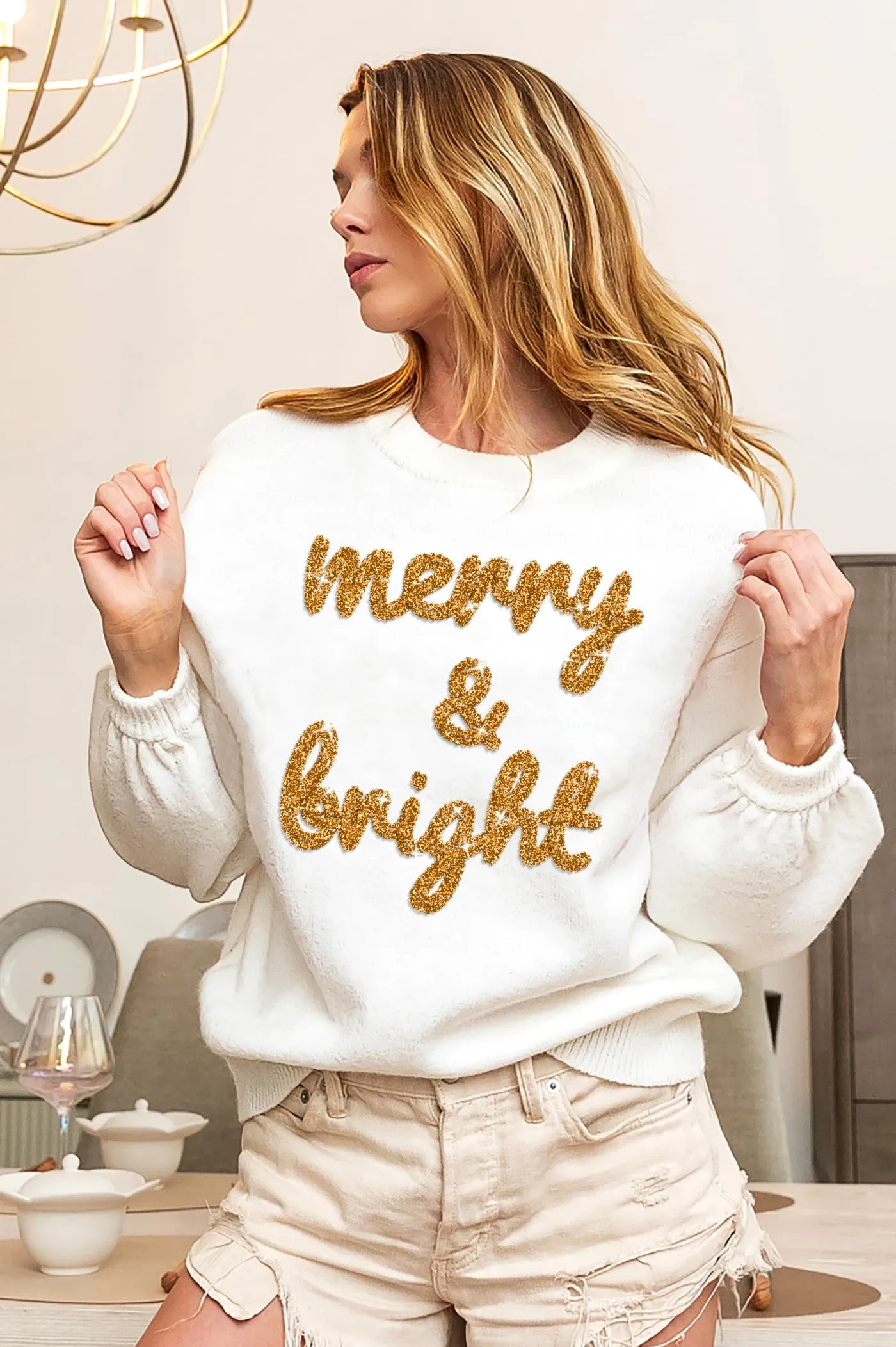 Basic Utility IP5685-20 | TINSEL LETTERING CHRISTMAS SWEATER