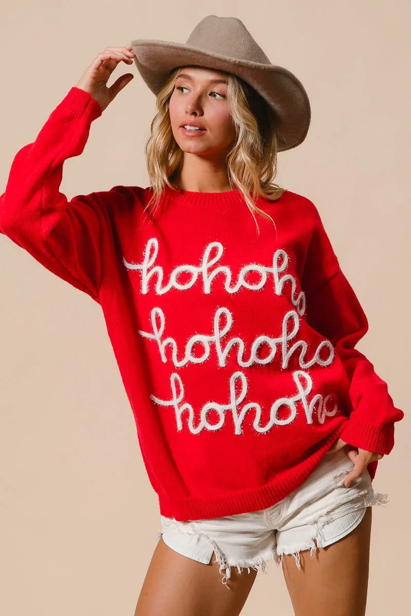 IP5685G-64 | SLIGHTLY TILTED TINSEL LETTERING CHRISTMAS SWEATER Core Movement