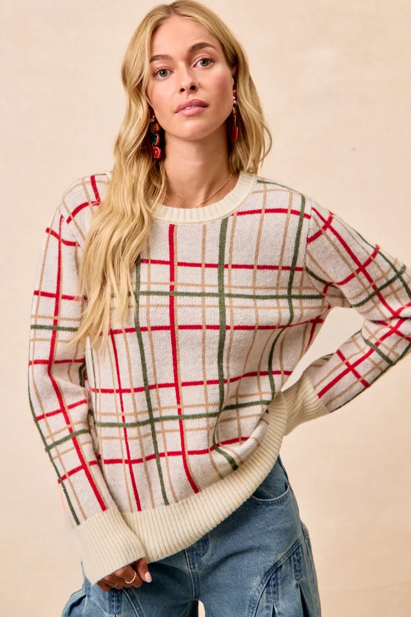 Bonded Fabric Airy Layer Fit IP5685G-85 | CHRISTMAS PLAID SWEATER TOP