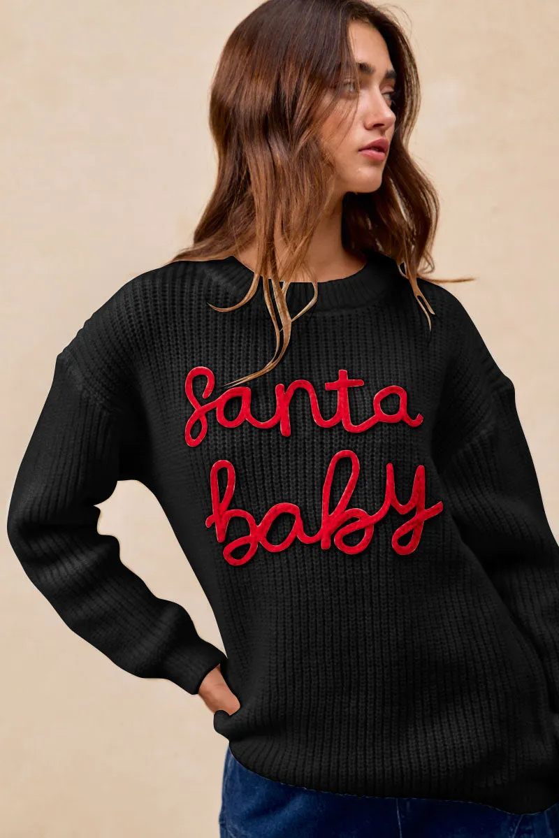 Durable Design Hidden Storage Compartment IP5685G-87 | CHRISTMAS SANTA BABY LETTER EMBROIDERY SWEATER