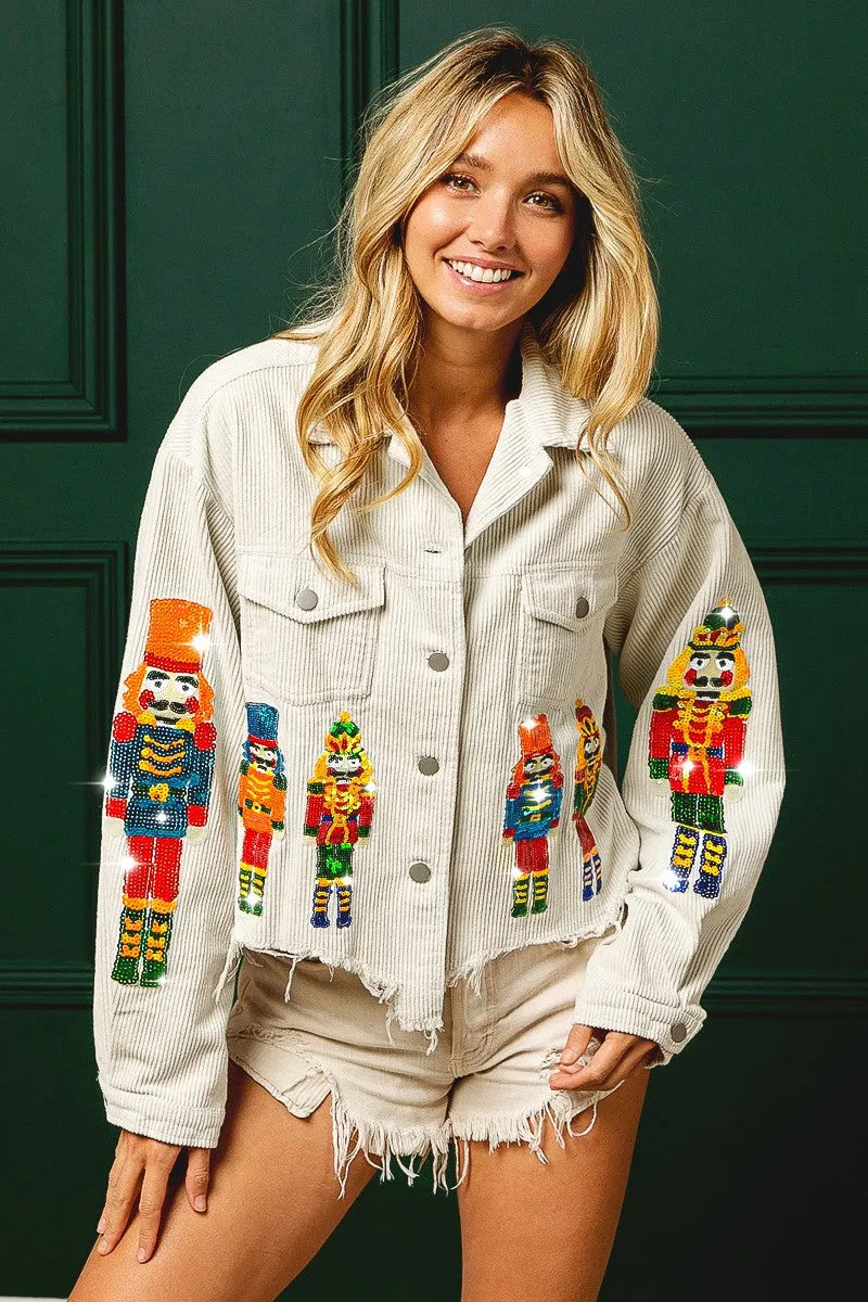 Flexible Gusset IP6187G-22 | NUTCRACKERS EMBROIDERY CHRISTMAS CORDUROY JACKET