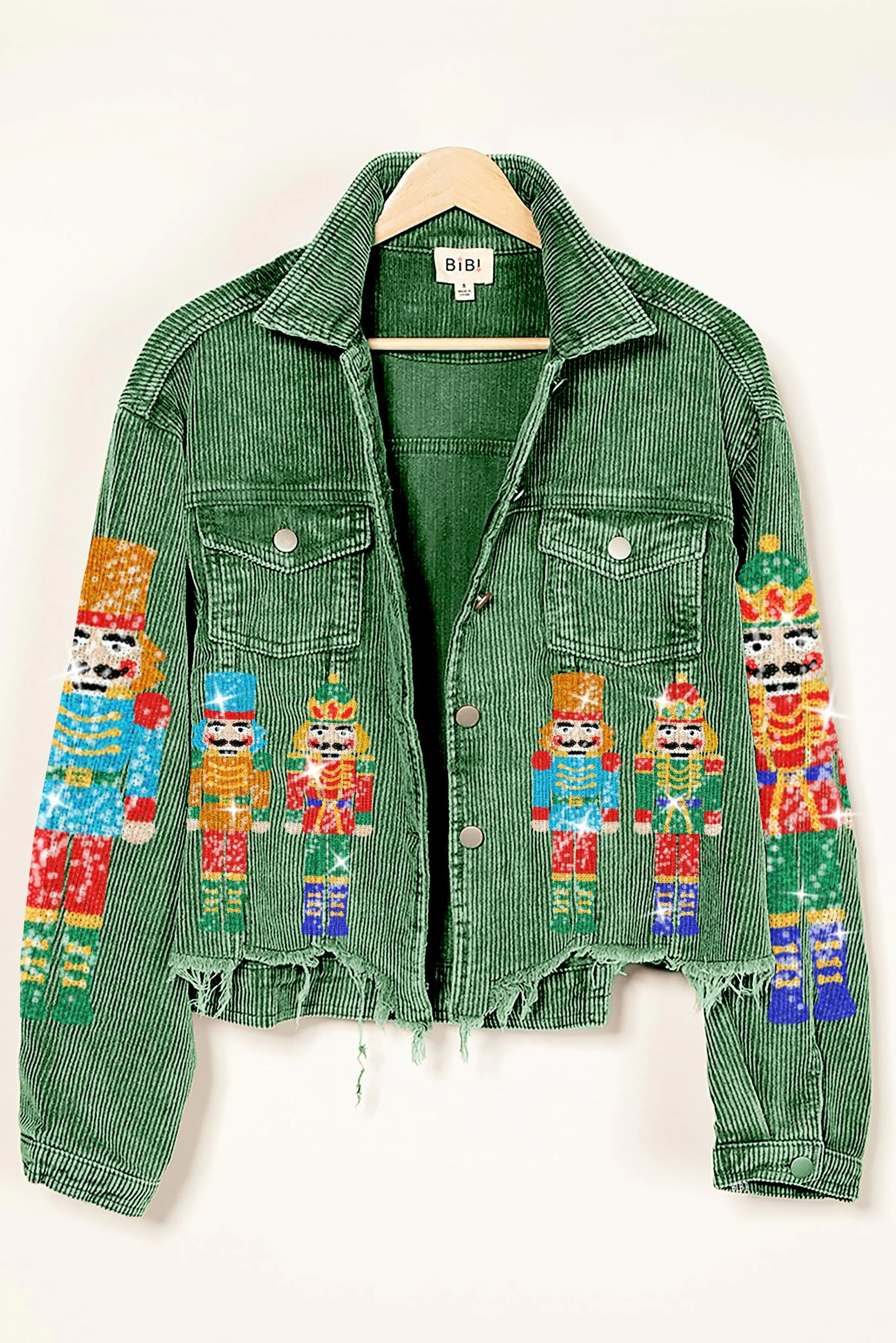 Wind Blocking Fabric HighCollarDesign IP6187G-22 | NUTCRACKERS EMBROIDERY CHRISTMAS CORDUROY JACKET
