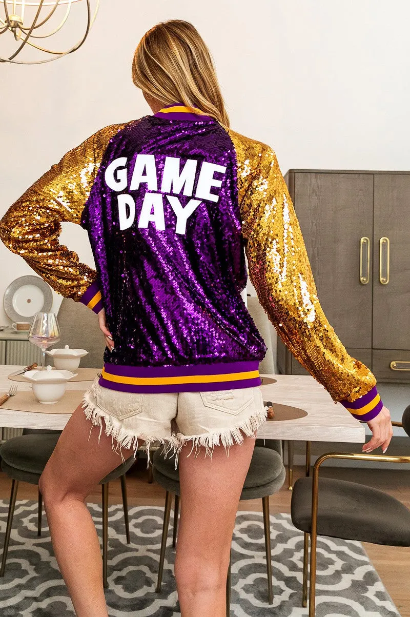 Reflective Safety Accents SeamlessBonding IP6534G-03 | GAME DAY SEQUIN BOMBER JACKET