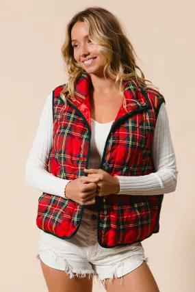 IP6755G-07 | VINTAGE CHRISTMAS PLAID QUILTING VEST Vintage Wash Linen blend