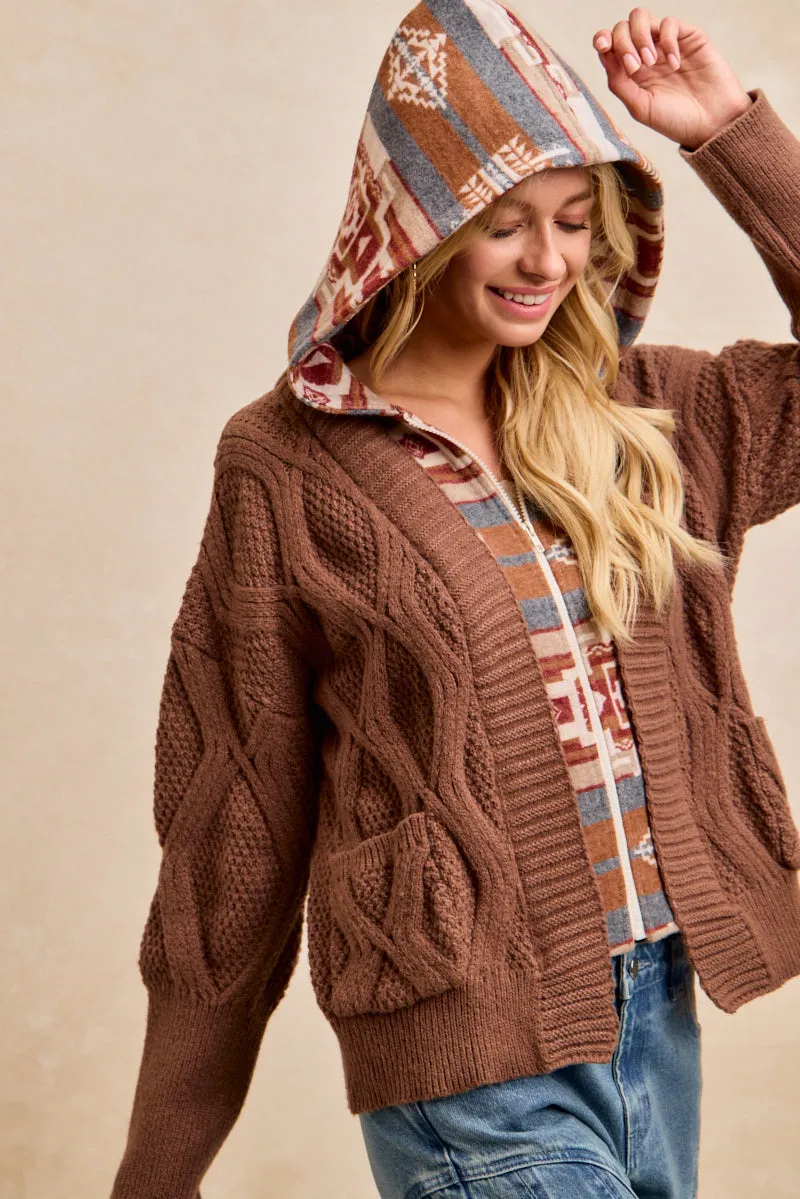 Odor-Control Travel-Pack IP6986R-03 | PATTERNED SWEATER WITH AZTEC HOODIE JACKET