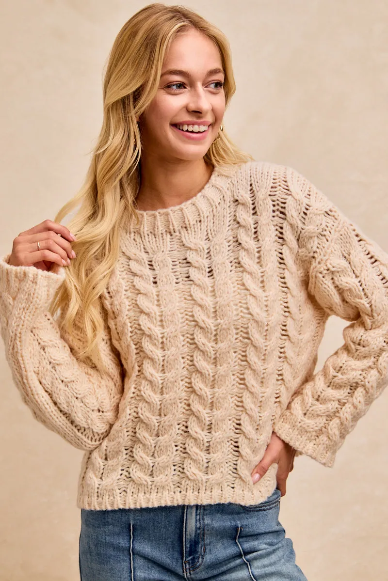 IP8067-01 | CABLE SWEATER KNIT TOP Professional Wear Non Irritating Seams