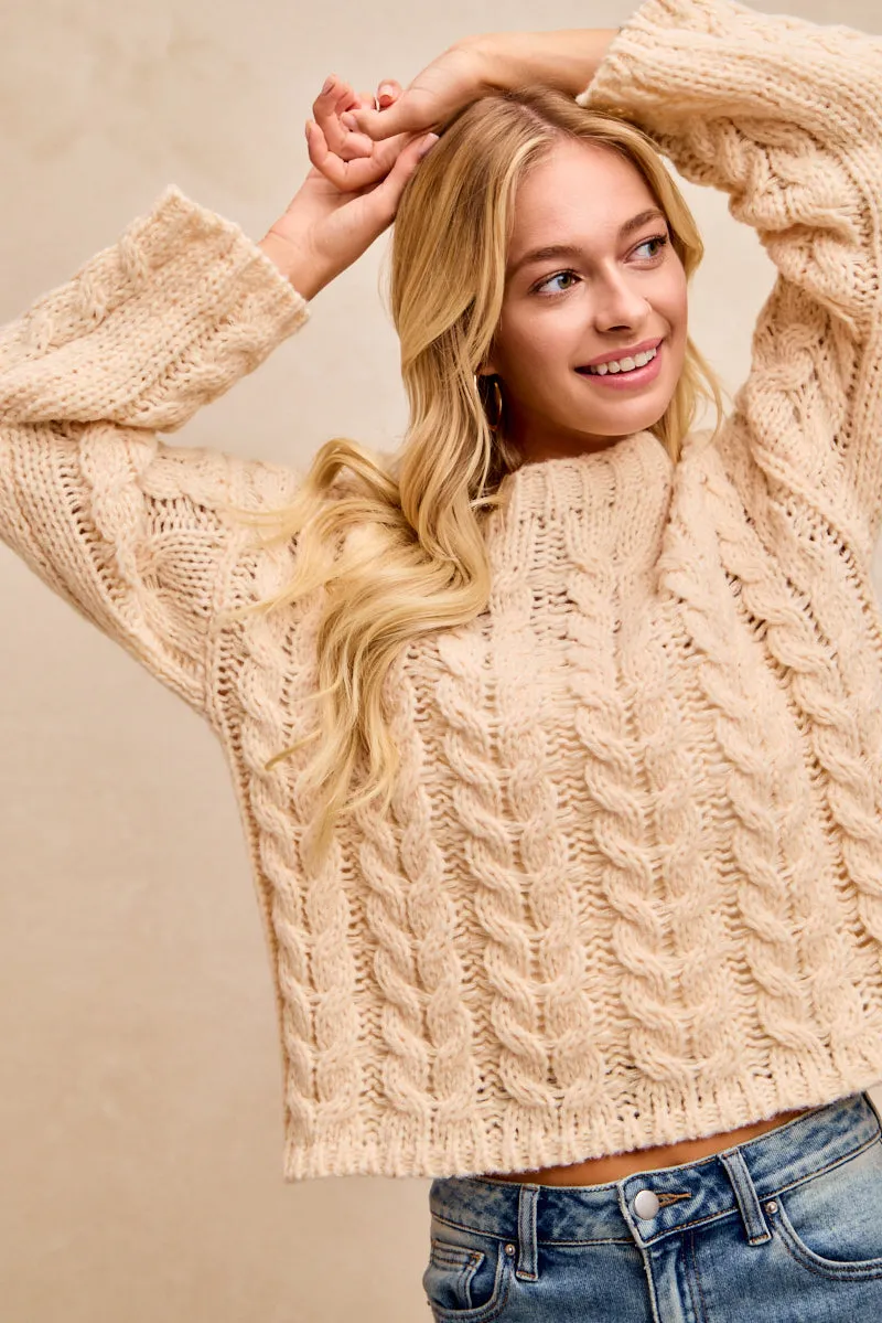 Street Active IP8067-01 | CABLE SWEATER KNIT TOP