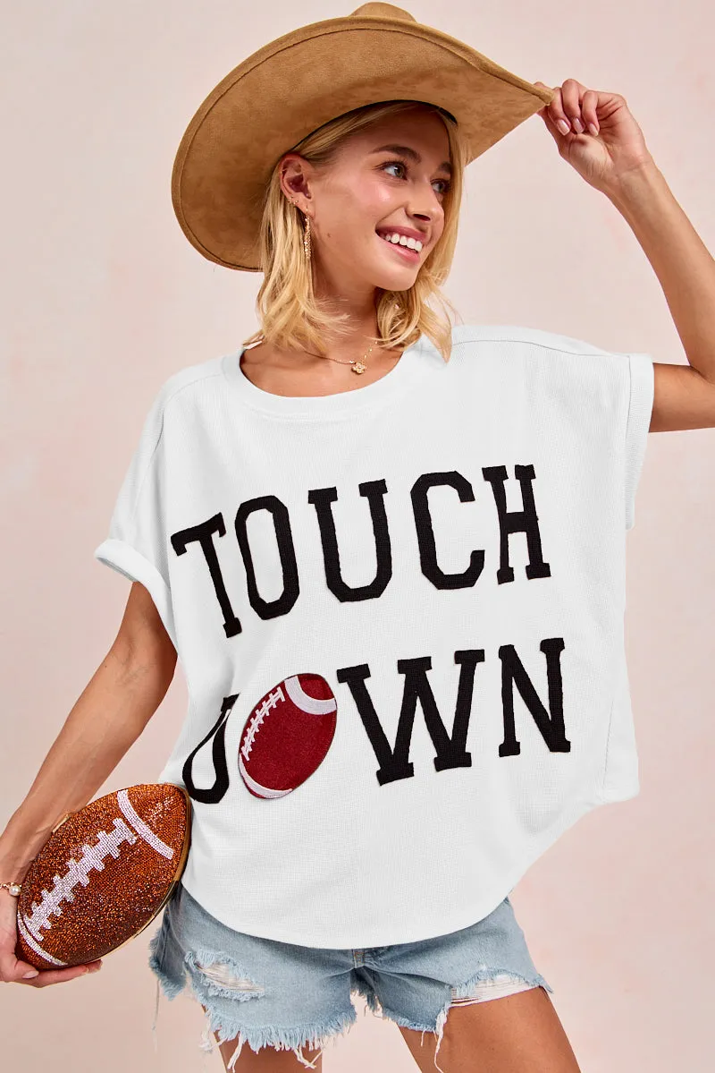 Sealed Seam Construction Flexible Fit Wear IP8188G-60 | GAMEDAY TOUCHDOWN LETTER PATCHES WAFFLE SHORT TOP