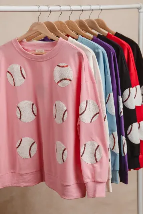 IP8232G-86 | SEQUIN BASEBALL PATCHES FRENCH TERRY PULLOVER Breathable mesh FadeResistant Treatment