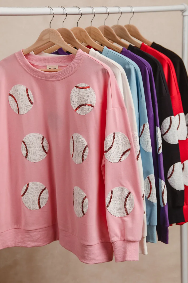 IP8232G-86 | SEQUIN BASEBALL PATCHES FRENCH TERRY PULLOVER Breathable mesh FadeResistant Treatment