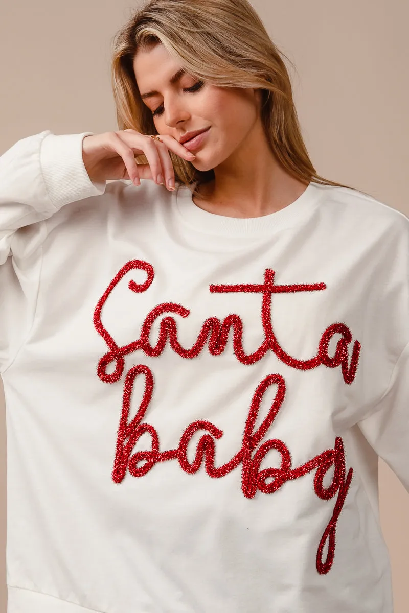Sport Friendly IP8232J-31 | TINSEL SANTA BABY LETTERING CHRISTMAS SWEATSHIRT