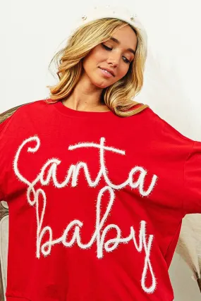 Climate Responsive Textile IP8232J-31 | TINSEL SANTA BABY LETTERING CHRISTMAS SWEATSHIRT