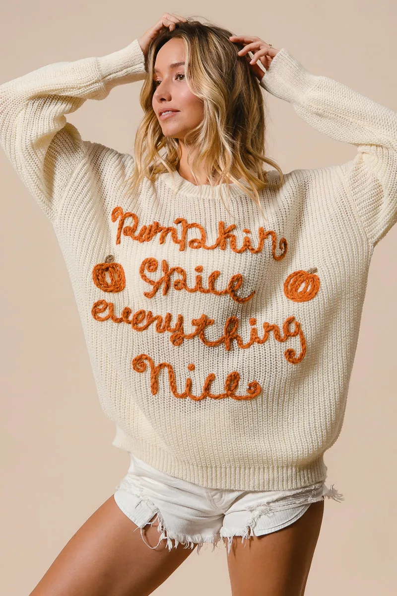 SweatGuard Lining IP8254G-08 | PUMPKIN LETTERING THANKSGIVING SWEATER
