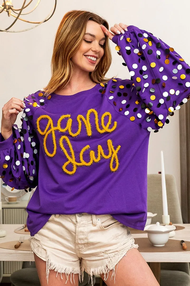 Comfort Cushioning IP8320G-04 | GAME DAY MULTI COLORS SPANGLED RAGLAN SLEEVE LIGHTWEIGHT SWEATSHIRT