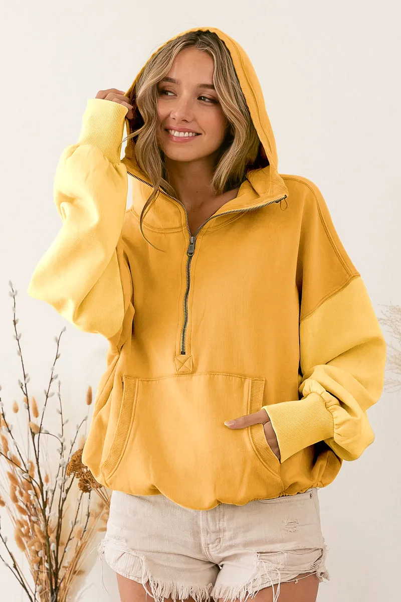 Anti Static Finish IP8347-02 | COLOR BLOCK ELASTIC HEM FLEECE HOODIE