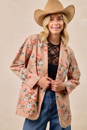 Seamless Design Climate Responsive Textile IP8352G-05 | FLORAL PRINTED PATCH POCKETS SINGLE BLAZER