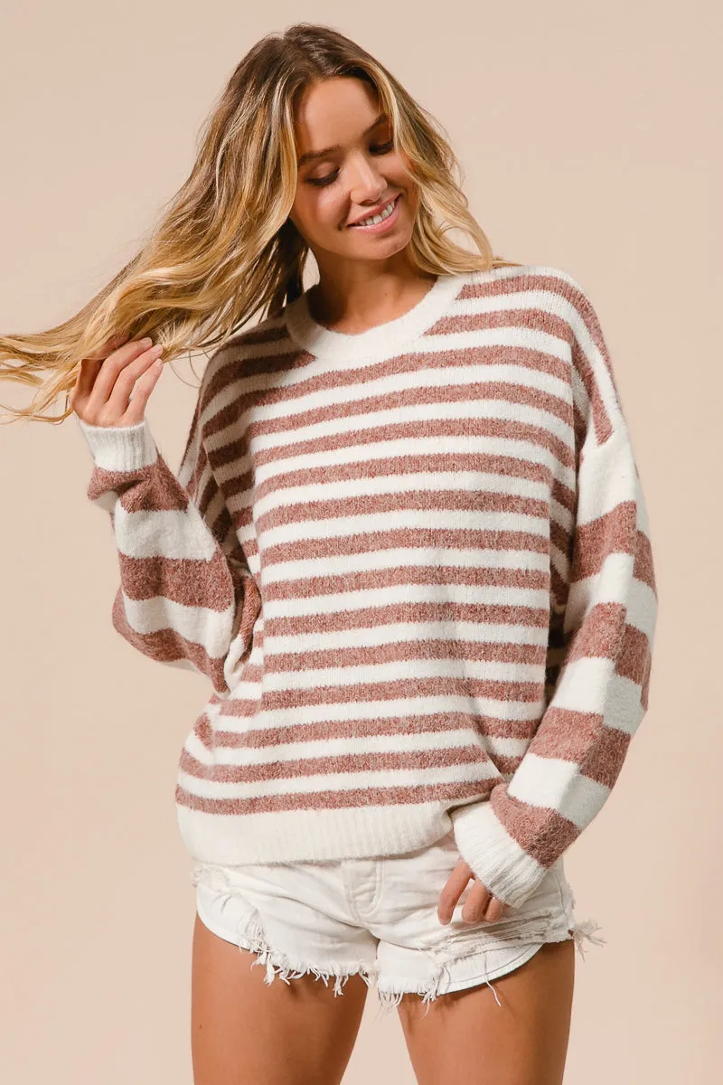 Built In Odor Control TemperatureRegulating Fabric IP8572-01 | MIXED STRIPE COMFY SWEATER