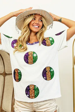 OdorControl IP8600J-01 | MARDI GRAS SEQUIN SMILEY PATCHES SEQUIN TOP