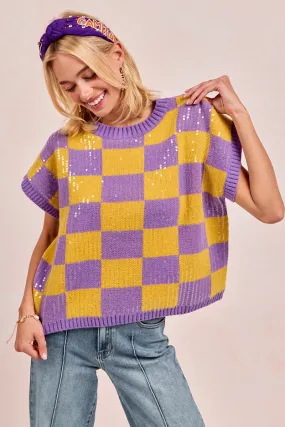 Anti Fade Technology IP9541S-13 | GAMEDAY THEME SEQUIN ALL-OVER SWEATER TOP