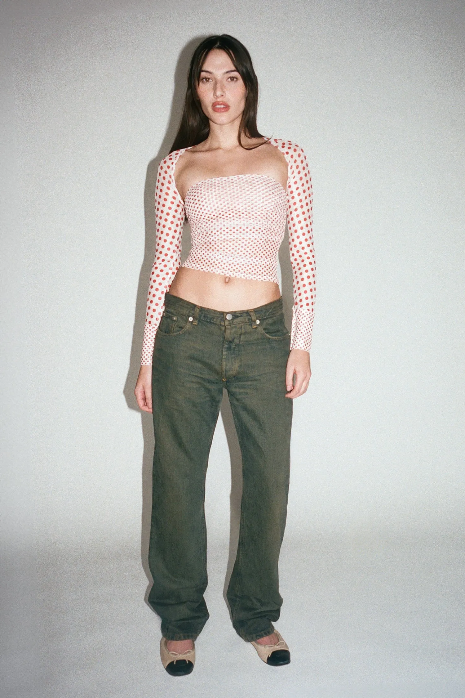 IRIS TOP - WHITE POLKA DOT WrinkleFree Structure