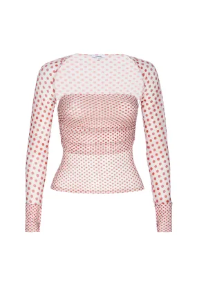 ReinforcedHems IRIS TOP - WHITE POLKA DOT