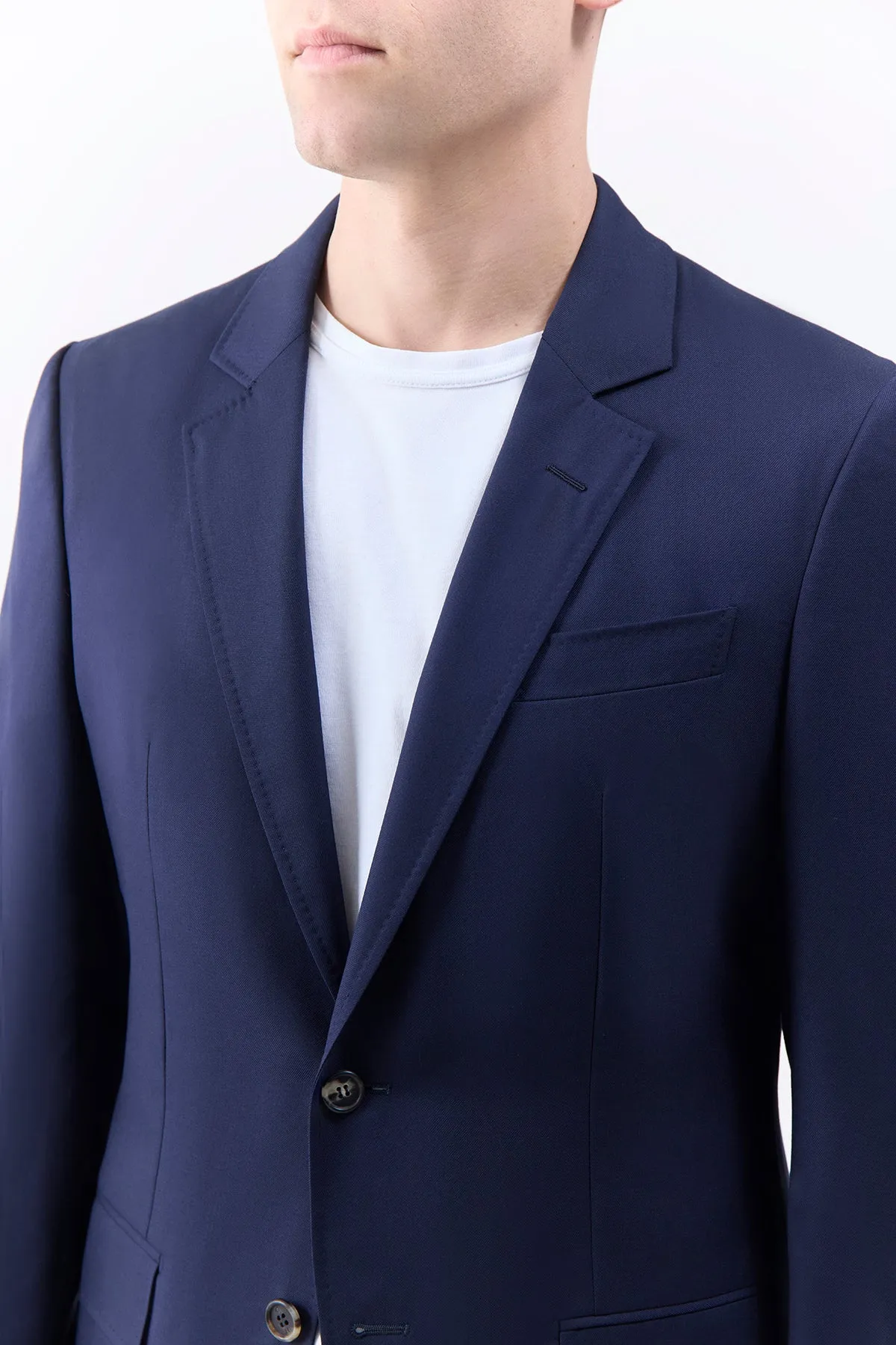 Irving Jacket in Dark Navy Virgin Wool Twill Tailored Ventilation System