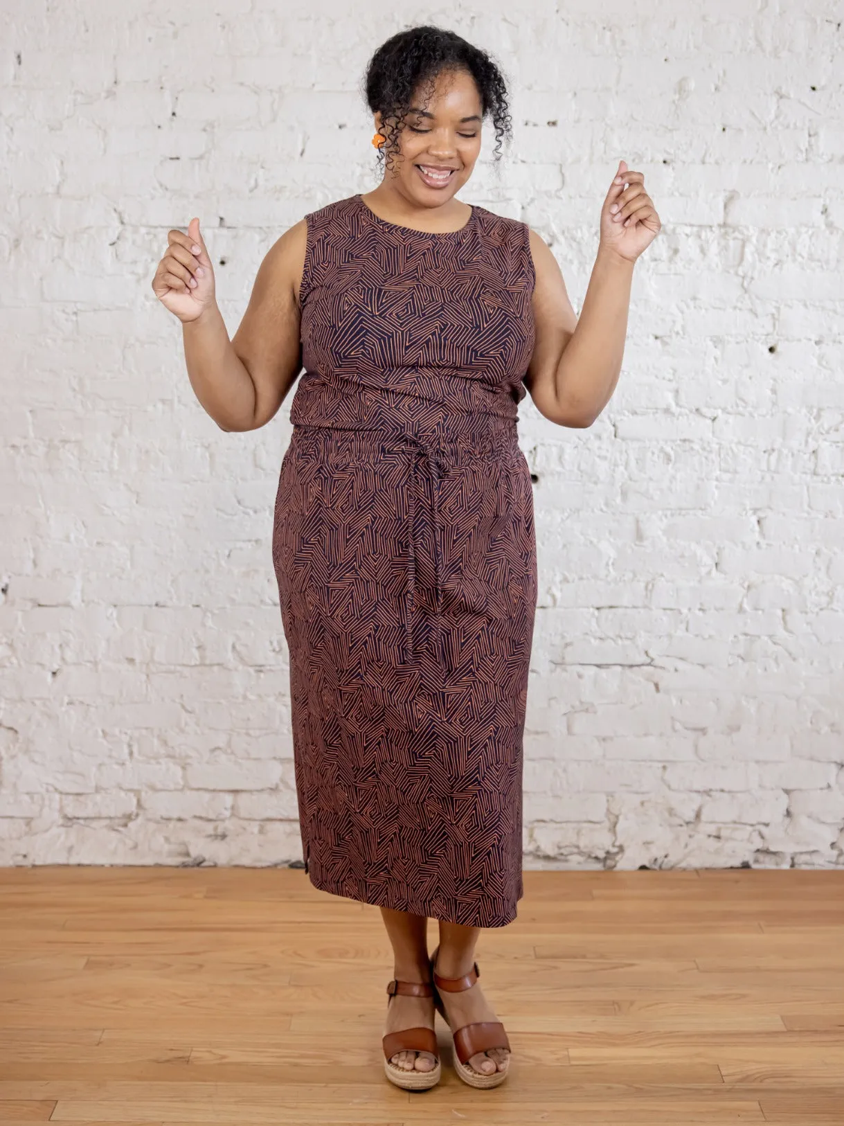 Isla Plus Size Skirt - Tree Rings Blue Ultra Soft Handfeel OrganicCottonBlend