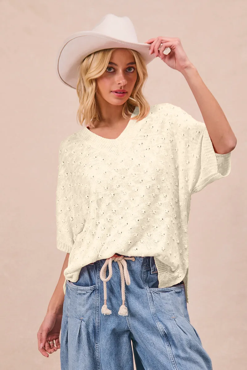 TearResistantOuter IT1001G-08 | DOTS TEXTURE SUMMER LIGHTWEIGHT SWEATER TOP