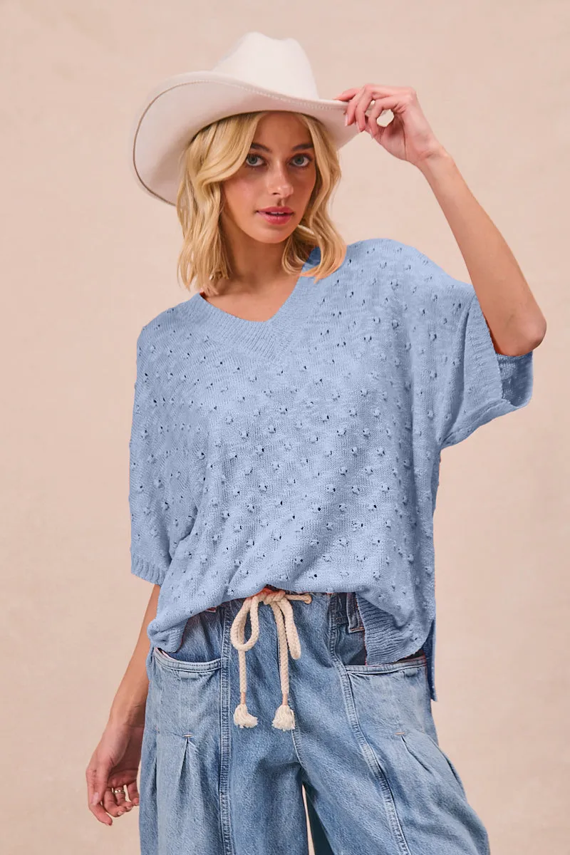 Odor Resistant Finish IT1001G-08 | DOTS TEXTURE SUMMER LIGHTWEIGHT SWEATER TOP