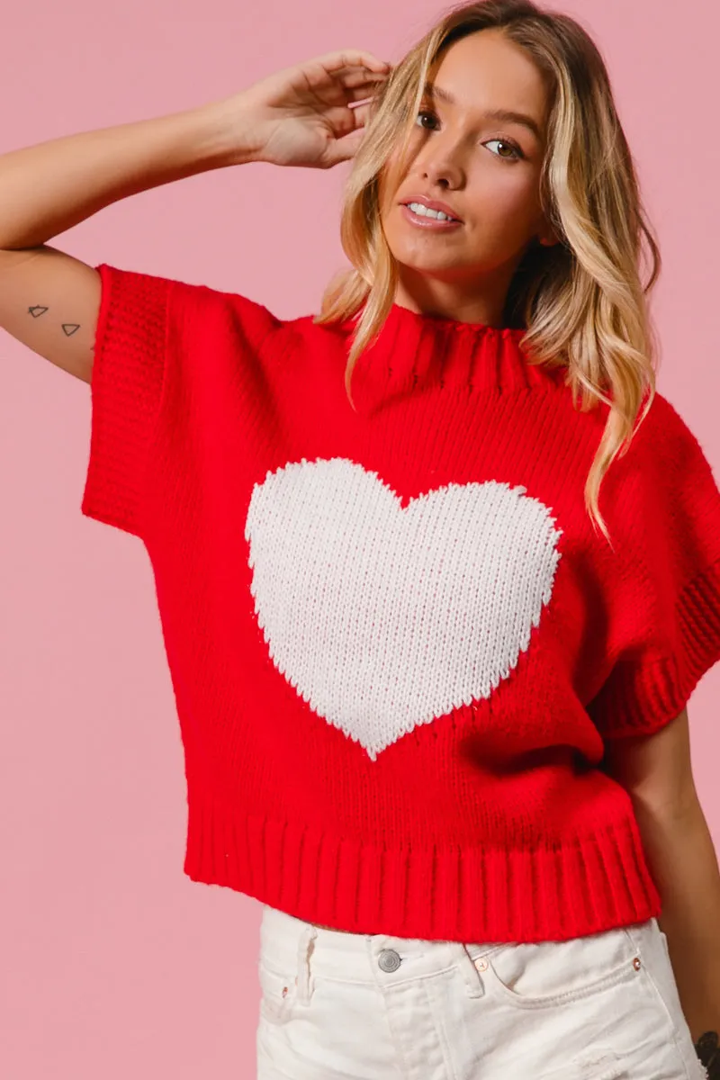 IT1388-11P | RIB BANDED HEART PATTERN VALENTINES SWEATER Abrasion Resistant Panels Layered construction