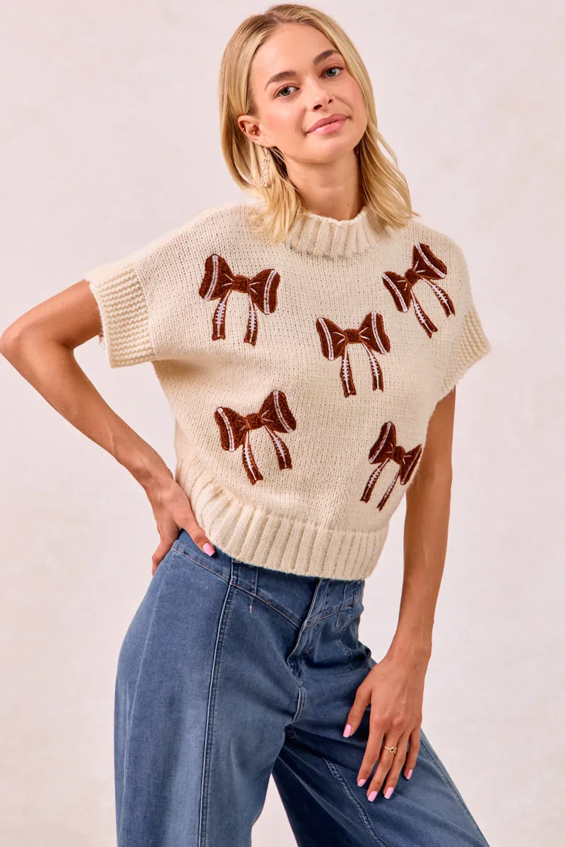 IT1388K-31 | GAMEDAY THEME FOOTBALL RIBBON PATCHED TOP Daywear