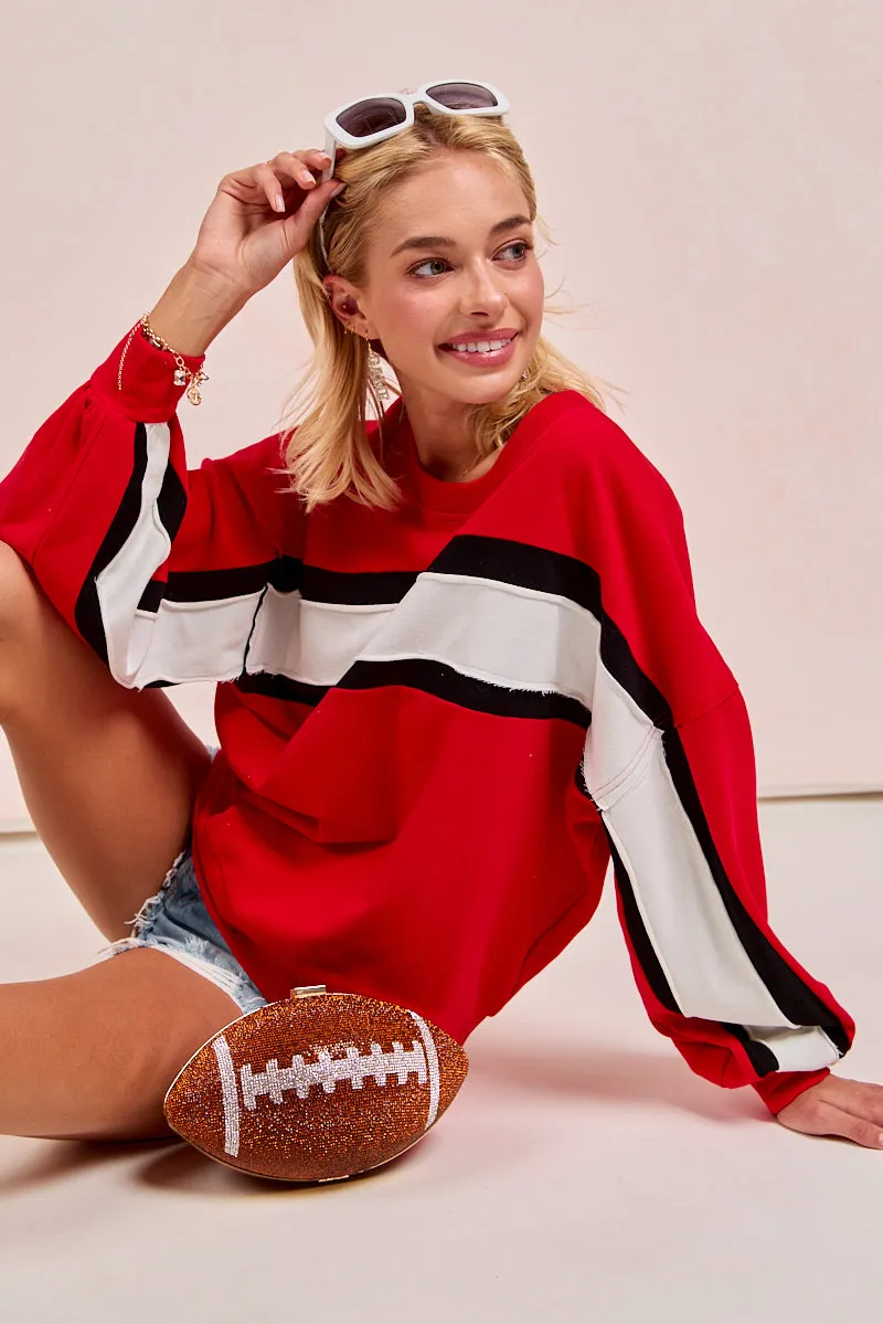 IT1485S-06 | GAMEDAY THEME FRENCH TERRY COLOR BLOCK TOP Stripe Look