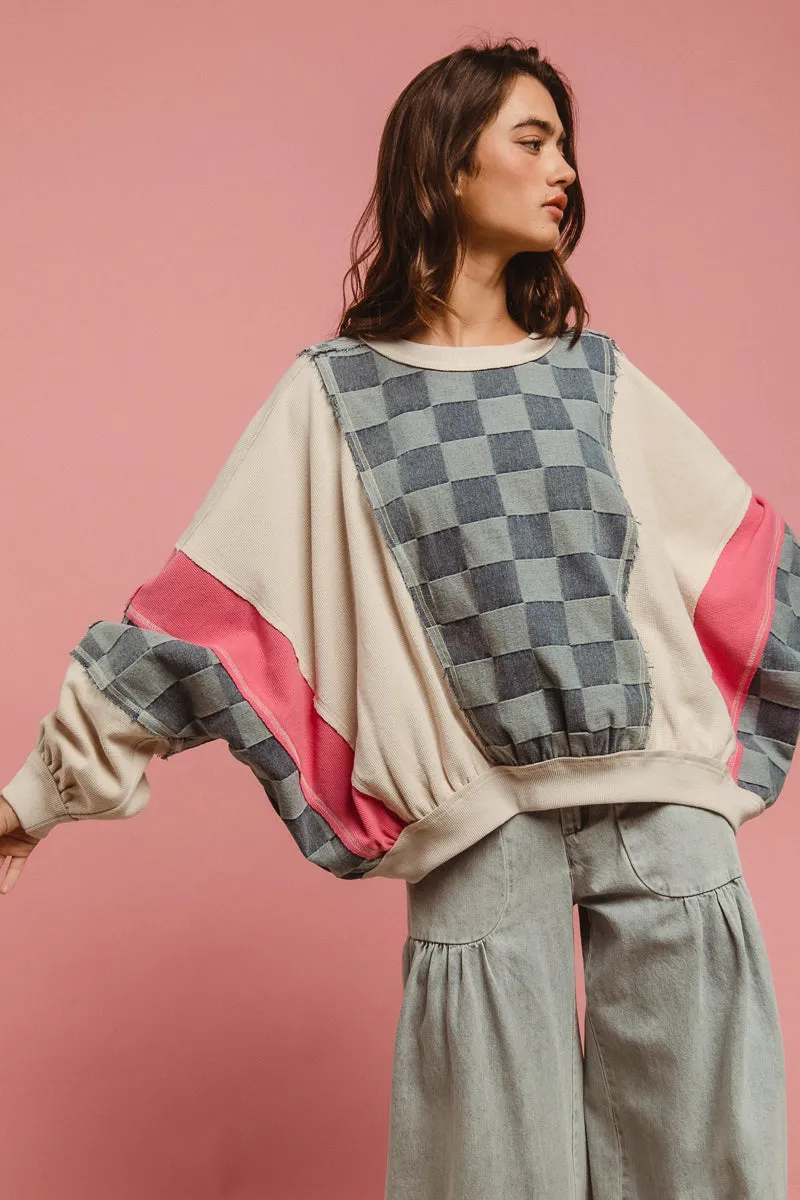 Casual Comfort IT1842R-13P | WASHED DENIM AND KNIT MIX N MATCH TOP