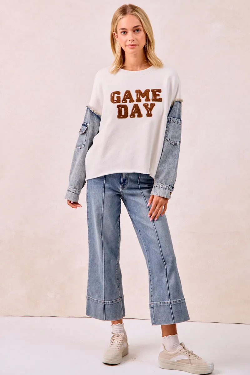 Breathable3DKnit Hidden Ventilation Zones IT2150S-11 | GAMEDAY THEME DENIM SLEEVES TOP