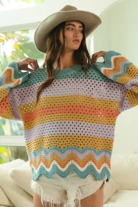 Reflective Safety Details IT2198R-01 | WAVY SWEATER TOP