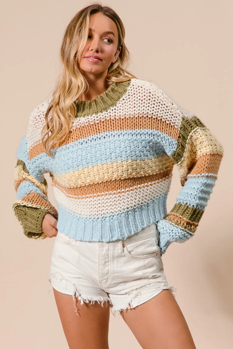 Flexible Waistband Adaptation IT3073-01 | MULTI COLORS STRIPES SWEATER